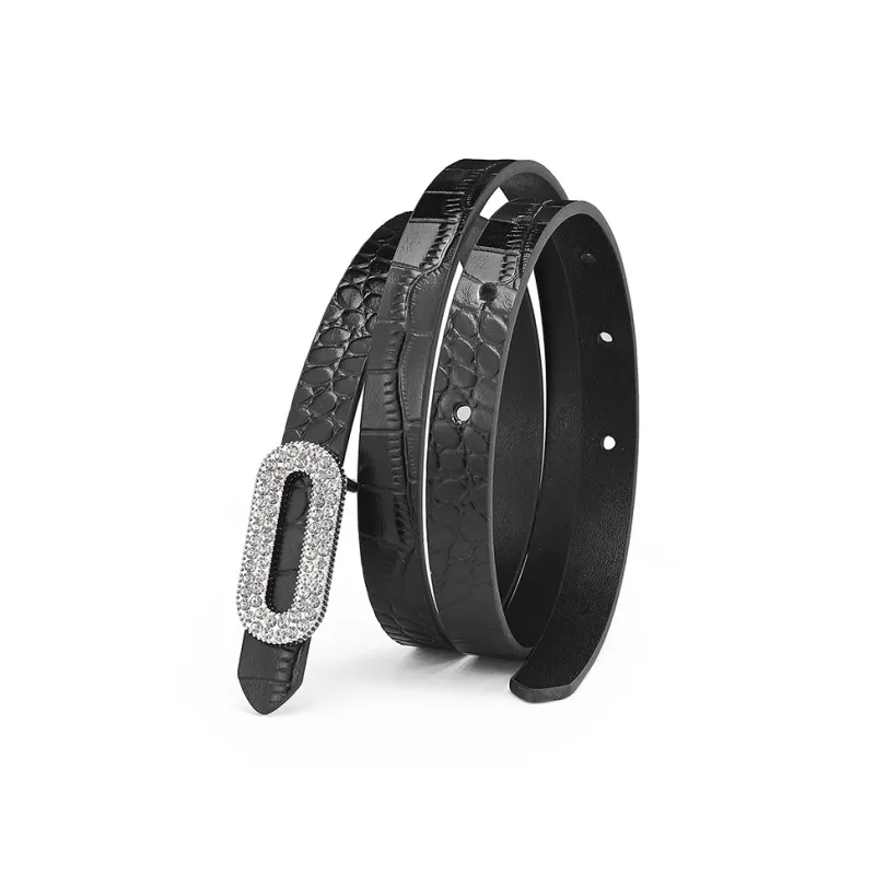 FAIRWHALE Fashionable Slim Waist Style Versatile Alloy Plate Buckle Belt Women's Width 1.4CM-1