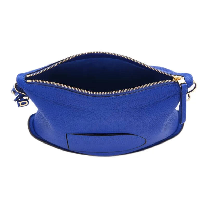 Delvau Pin Swing Soft Grain Calfskin Shoulder Bag Crossbody Bag Handbag Women's Dark Blue-3