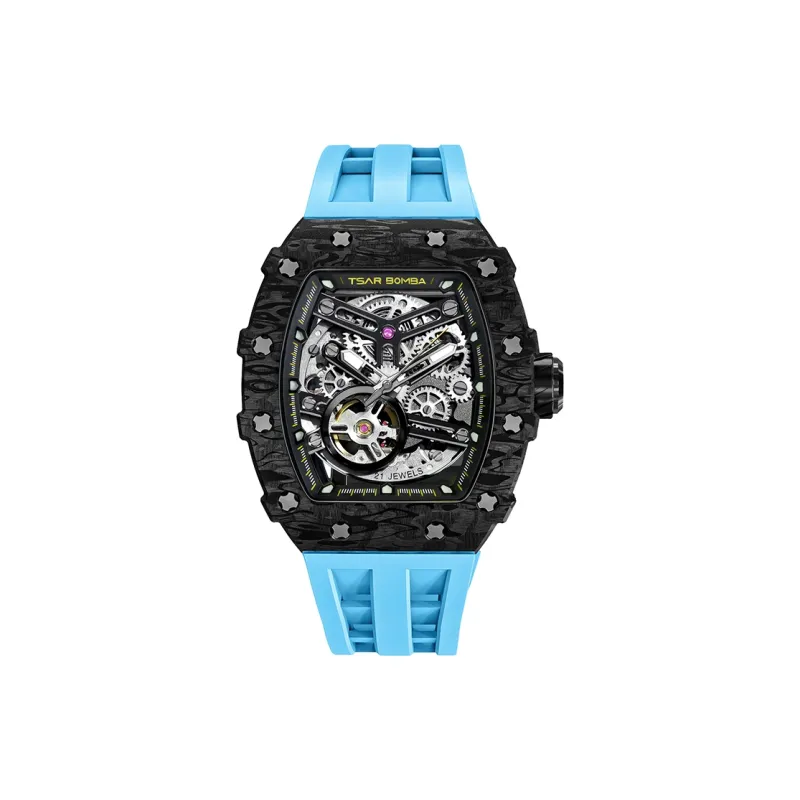 TSAR BOMBA Automatic Mechanical Movement Silicone Strap Watch Men's Watches Black Dial-41