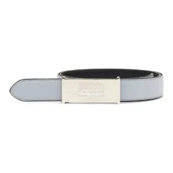 Maison Margiela Letter Logo Smooth Buckle Leather Belts Men's Blue