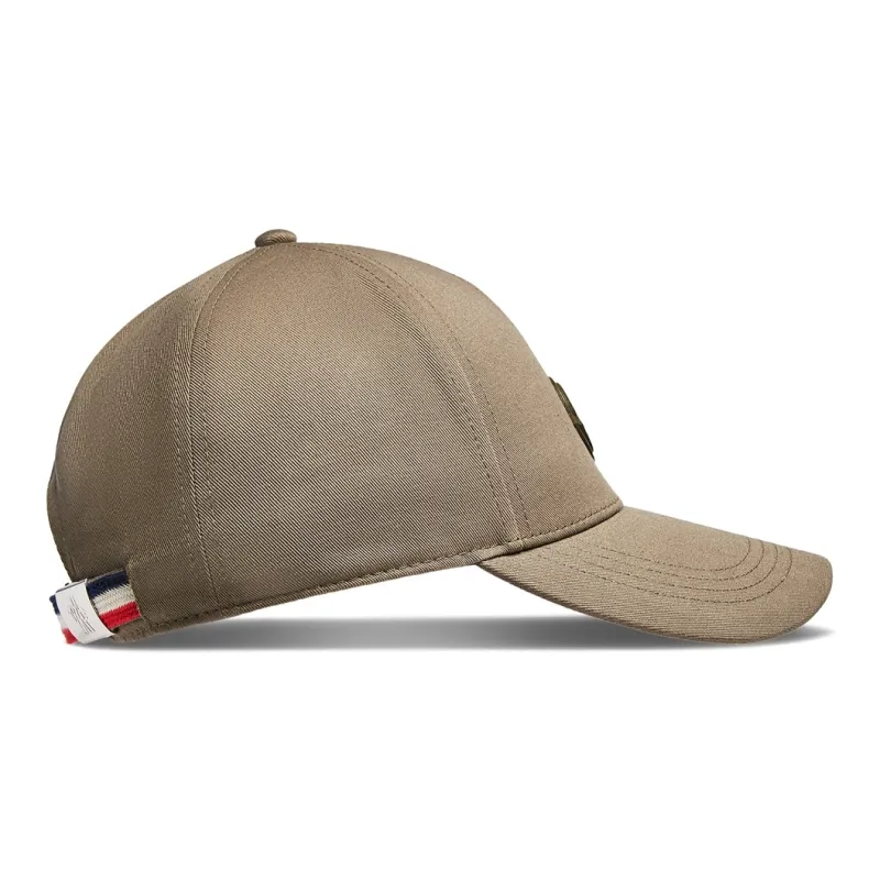 Moncler Cotton Leather Baseball Caps Men's Khaki-1