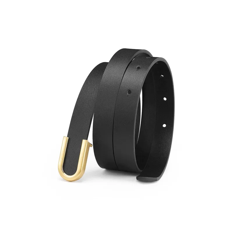 FAIRWHALE Minimalist Style Versatile Fashion Plate Buckle Waist Belt Women's Width 1.9CM-1