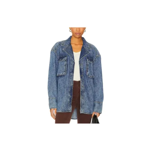 FREE PEOPLE Denim Jackets Women's Blue