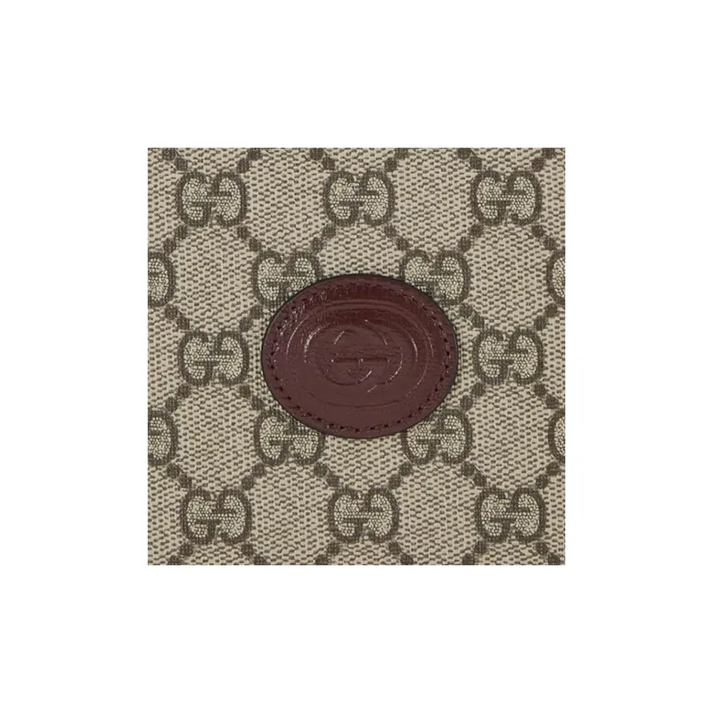 GUCCI GG Retro Series Canvas With Leather Canvas Bag, Card Holder, Wallet, Passport Holder Men's Wine Red & Brown-4