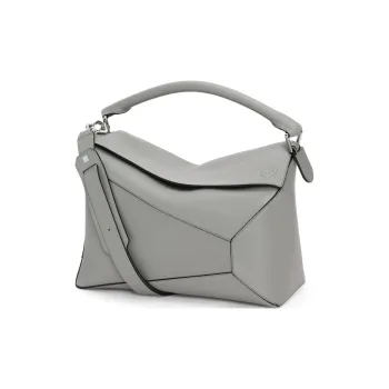 LOEWE Puzzle Calfskin Handbag Shoulder Bag Crossbody Bag Large Size Men's Asphalt Gray