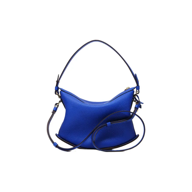 Delvau Pin Swing Soft Grain Calfskin Shoulder Bag Crossbody Bag Handbag Women's Dark Blue-2