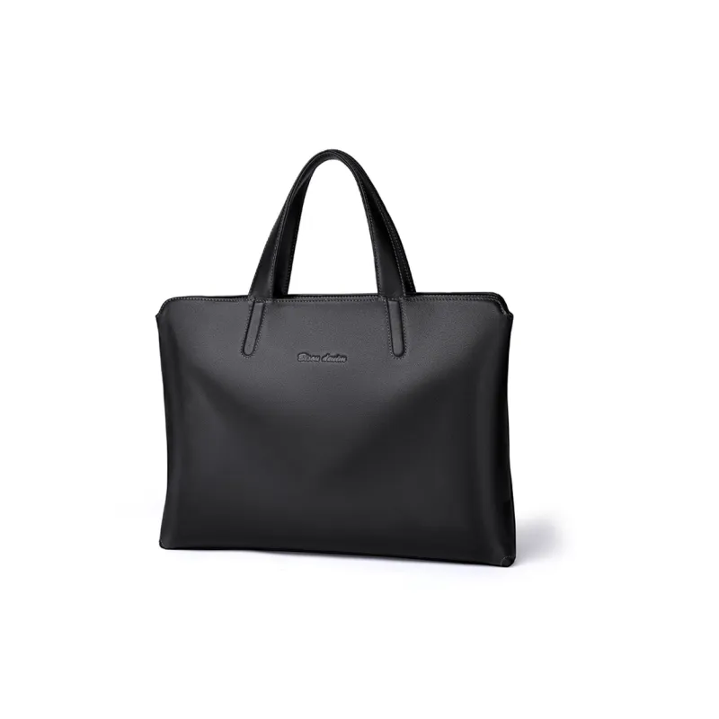 BISON DENIM Top Grain Cow Leather Business Casual Genuine Leather Briefcase Regular Men's Black-1