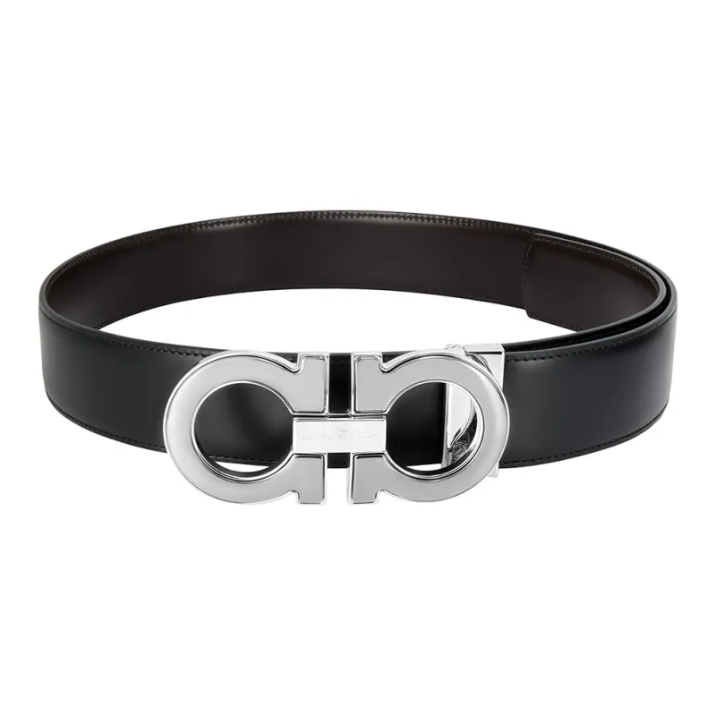 FERRAGAMO Cow Leather Belts Men's Black Width 4cm-1