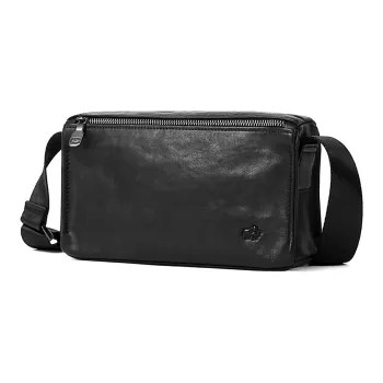 BISON DENIM Cow Leather Shoulder Bag Crossbody Bag Regular Men's Black
