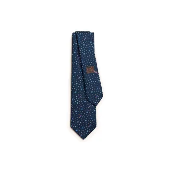 HERMES Mulberry Silk Ties Men's Blue