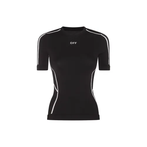 OFF-WHITE Logo Embroidered Mock-Neck T-Shirt