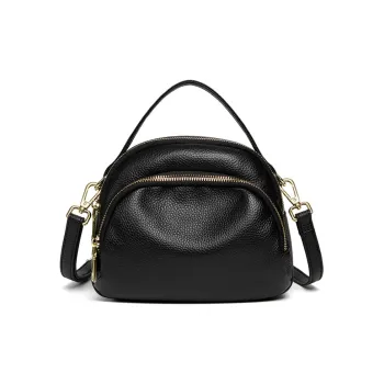 VANDEE Leather Shoulder Bag Crossbody Bag Handbag Cell Phone Pouch Small Size Women's Black