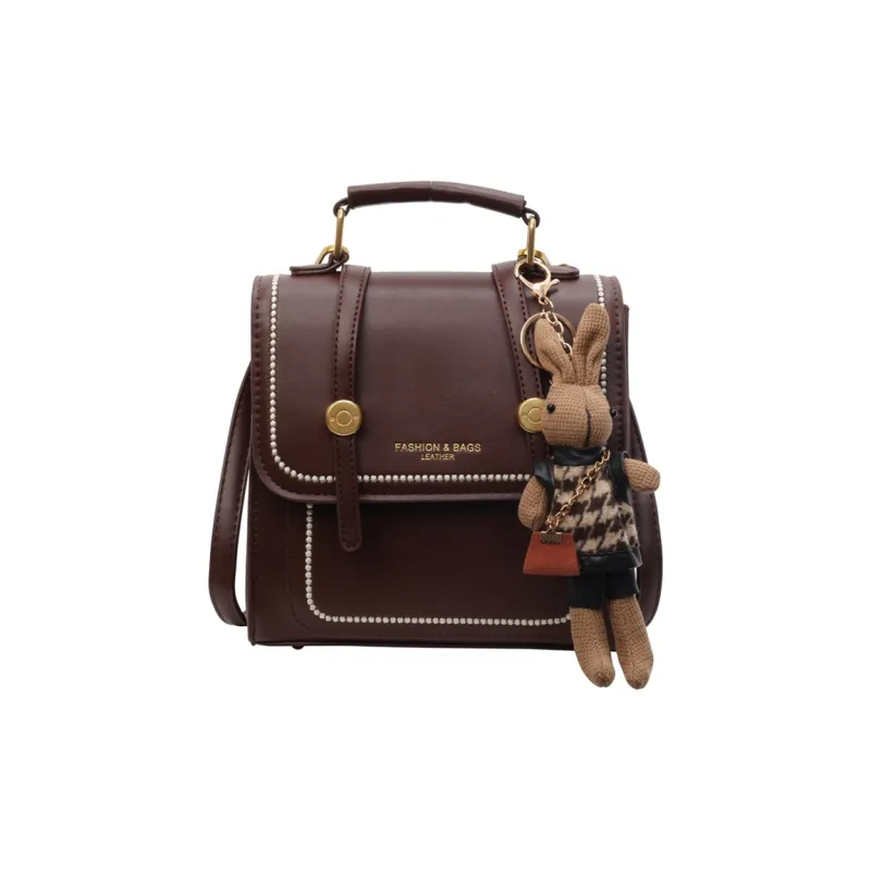 Dusen Kangaroo PU Backpack Handbag Regular Unisex Ecru/Black/Brown-14