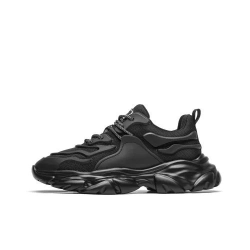 15 MINS Height Increasing Breathable Comfortable Wear-Resistant Fashion Trend Chunky Sneakers Men's Black