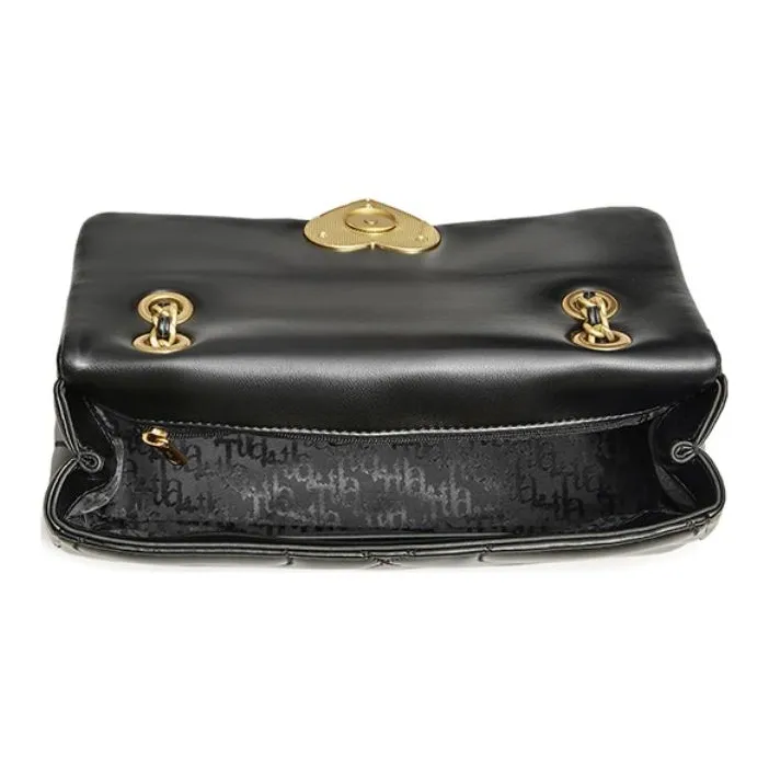 Tata Artificial Leather Small Square Bag, Shoulder Bag, Crossbody Bag Small Size Women's Black/Beige-2
