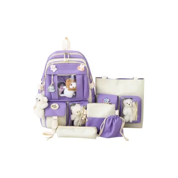 Deli Bear Canvas Backpack Regular Women's Blue/Purple/Pink/Green/Black