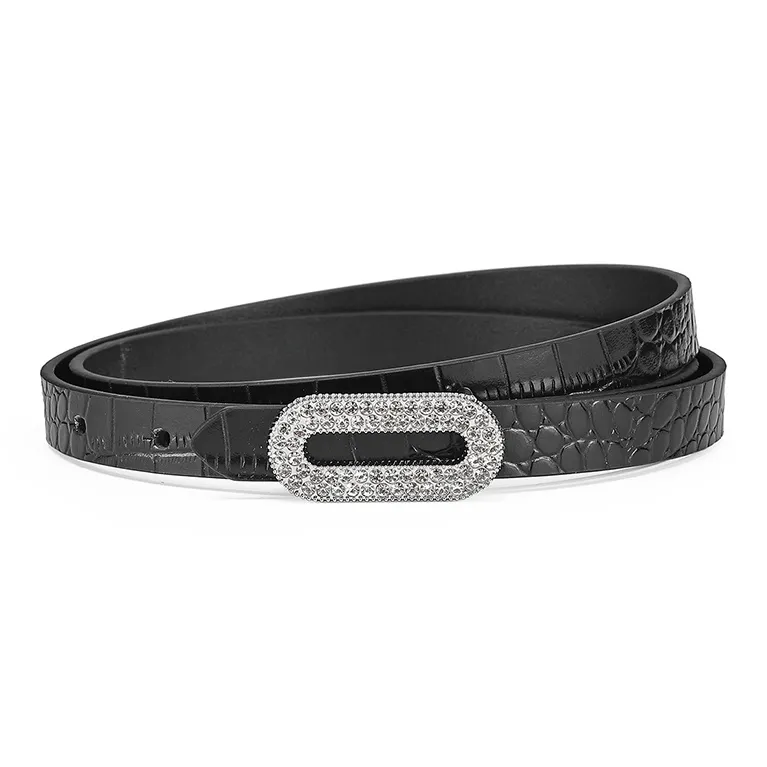 FAIRWHALE Fashionable Slim Waist Style Versatile Alloy Plate Buckle Belt Women's Width 1.4CM-2