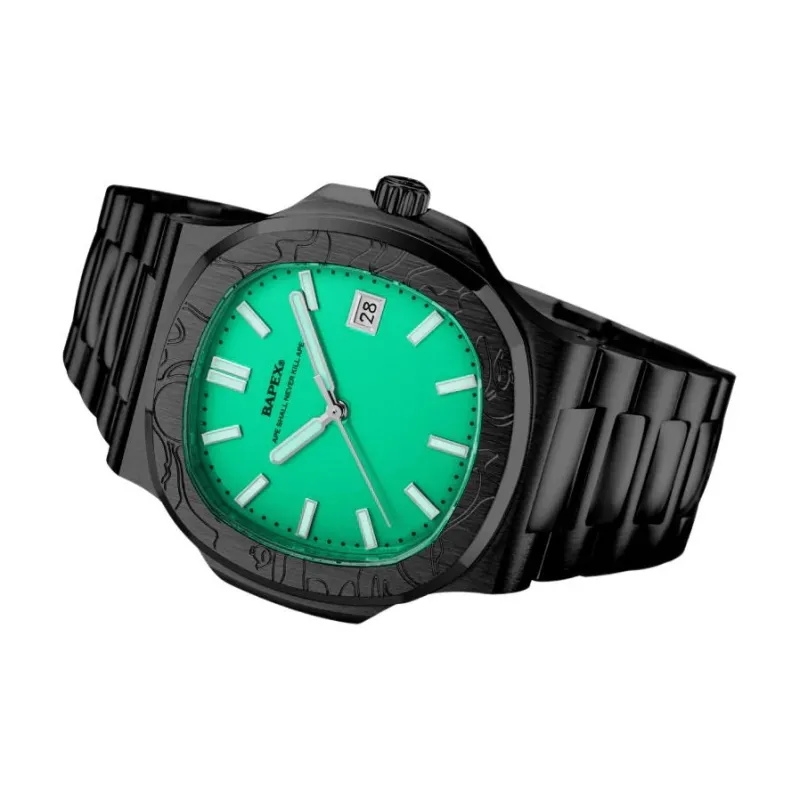 A BATHING APE Automatic Mechanical Movement Stainless Steel Strap Watch Unisex Green Dial-1