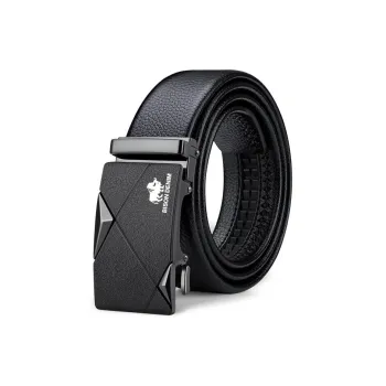 BISON DENIM New Arrival Business Casual Style Top Grain Cow Leather Automatic Buckle Belt Men's Width 3.5cm