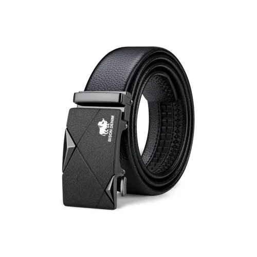 BISON DENIM New Arrival Business Casual Style Top Grain Cow Leather Automatic Buckle Belt Men's Width 3.5cm
