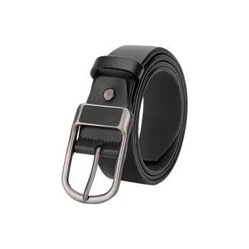 BISON DENIM Minimalist Style Design Casual Business Pin Buckle Cow Split Leather Leather Belts Men's Black/Dark Brown
