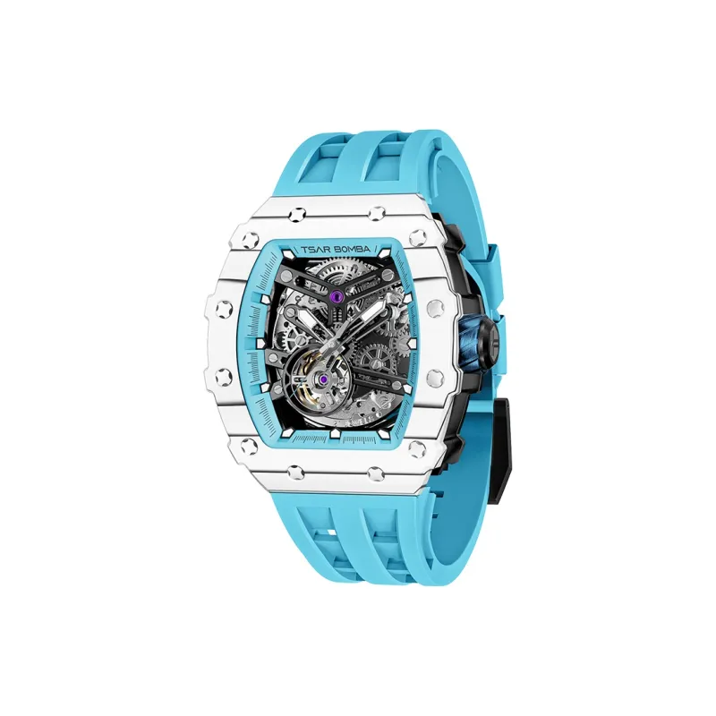 TSAR BOMBA Automatic Mechanical Movement Silicone Strap Watch Men's Watches Black Dial-27
