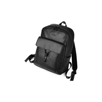 L'ALPINA Top Grain Cow Leather Laptop Bag Double-Shoulder Backpack Large Size Men's Black