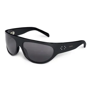 CELINE Acetate Irregular Shape Sunglasses Men's Black