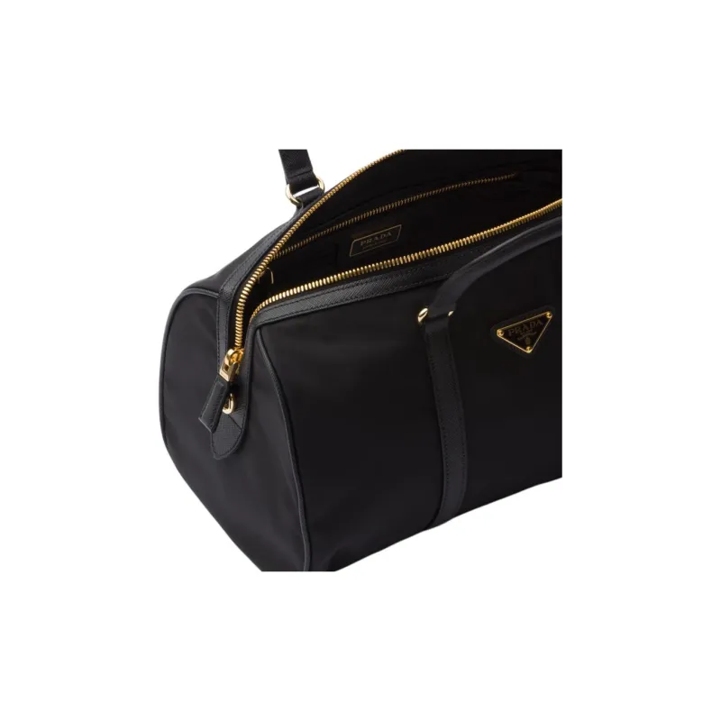 PRADA Recycled Nylon With Leather Shoulder Bag, Crossbody Bag, Handbag Medium Size Women's Black-3