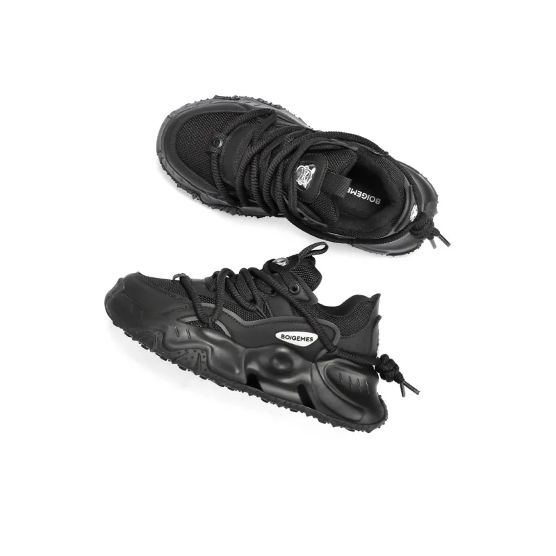 BOIGEMES Low Top Chunky Sneakers Men's Black-2