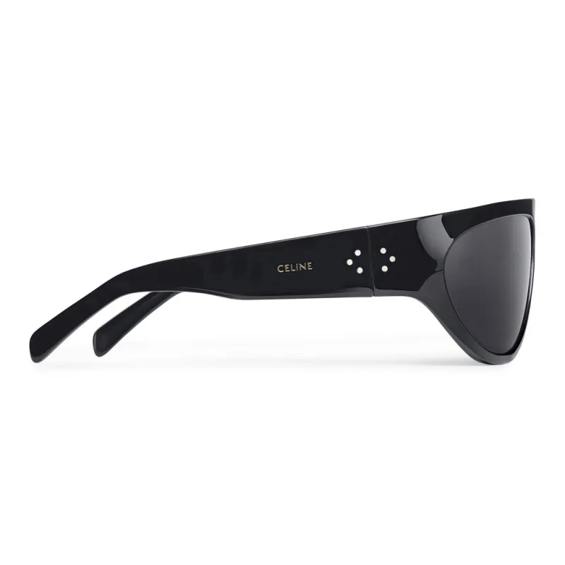 CELINE Acetate Irregular Shape Sunglasses Men's Black-2