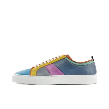 BARKER Low-Top Skateboard Shoes Men's Blue/Orange/Pink