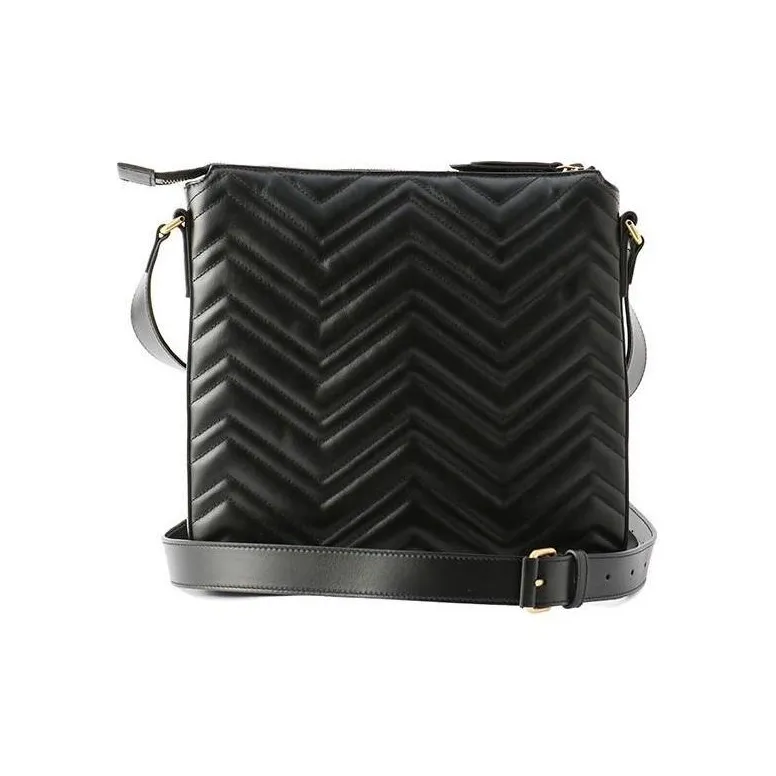 GUCCI GG Marmont Leather Messenger Bag Shoulder Bag Crossbody Bag Men's Black-1