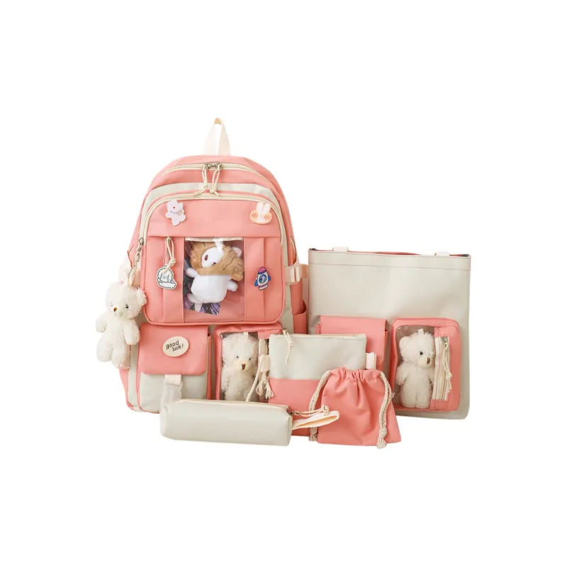 Deli Bear Canvas Backpack Regular Women's Blue/Purple/Pink/Green/Black-17