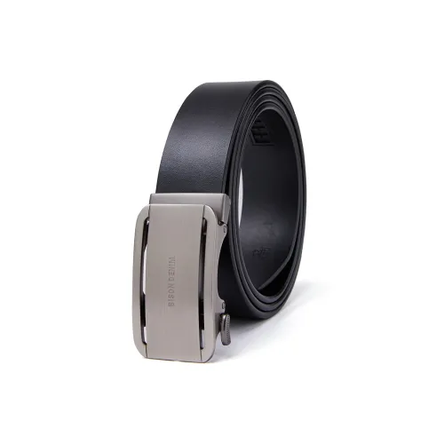 BISON DENIM Top Grain Cow Leather Automatic Buckle Belt Men's Black Width 3.5cm