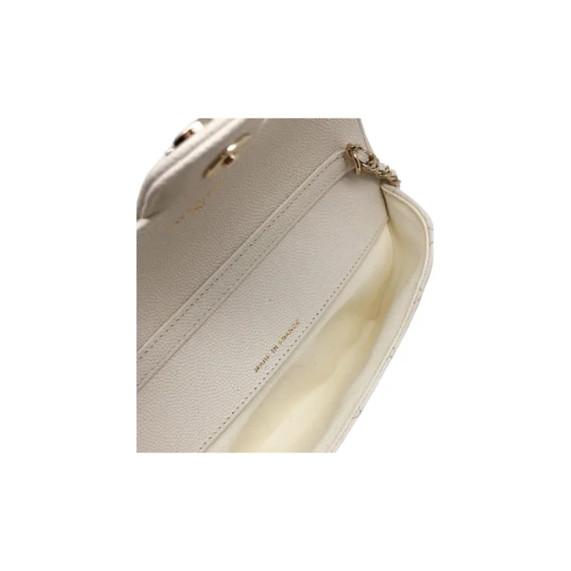 CHANEL Leather Eyeglass Pouch, Handbag, Shoulder Bag, Crossbody Bag Women's White-2