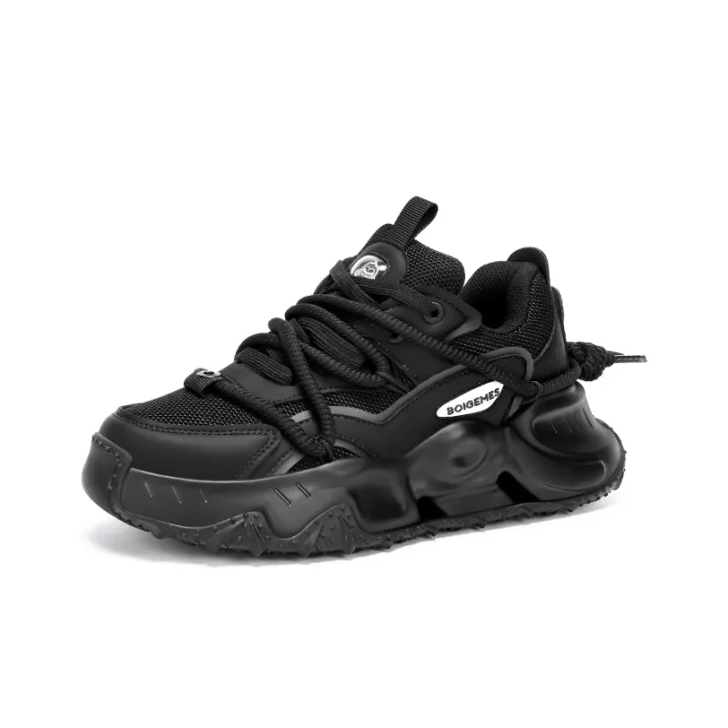 BOIGEMES Low Top Chunky Sneakers Men's Black-1
