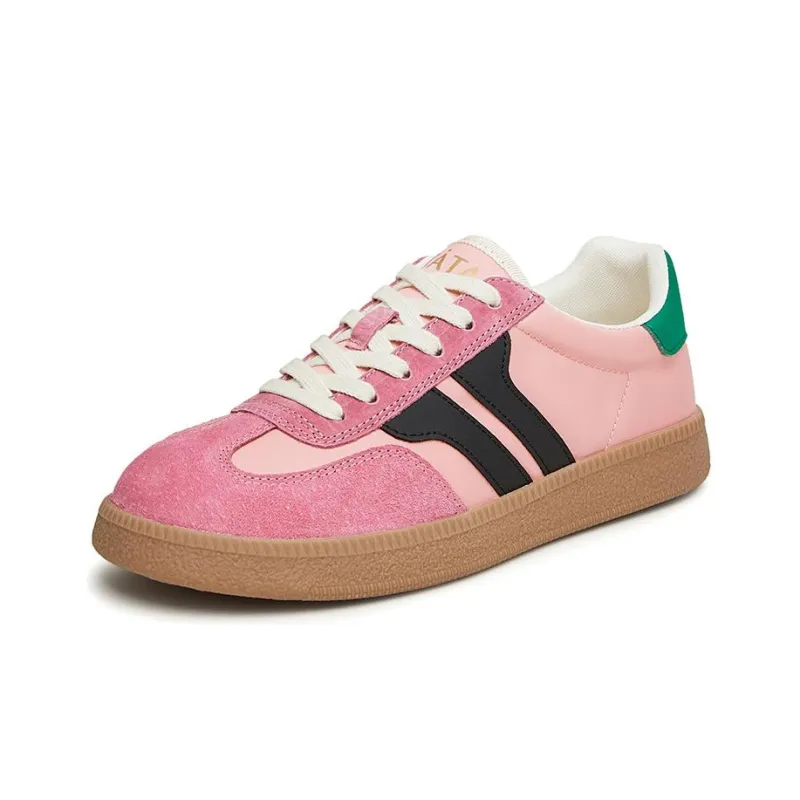 TATA Skateboard Shoes Women's Low Top Rose Red/Green/Black-1