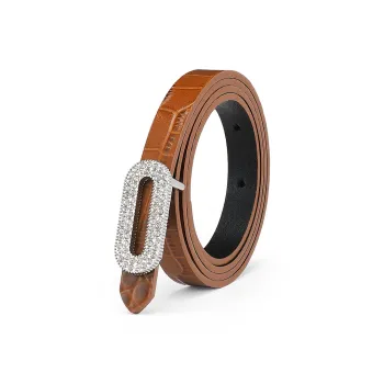FAIRWHALE Minimalist Style Fashion Versatile Slim Waist Alloy Plate Buckle Belt Women's Width 1.4CM