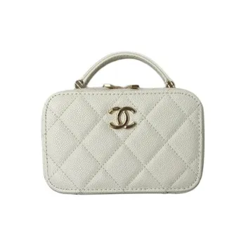 CHANEL Grained Calfskin Box Bag Camera Bag Shoulder Bag Crossbody Bag Mini Women's White