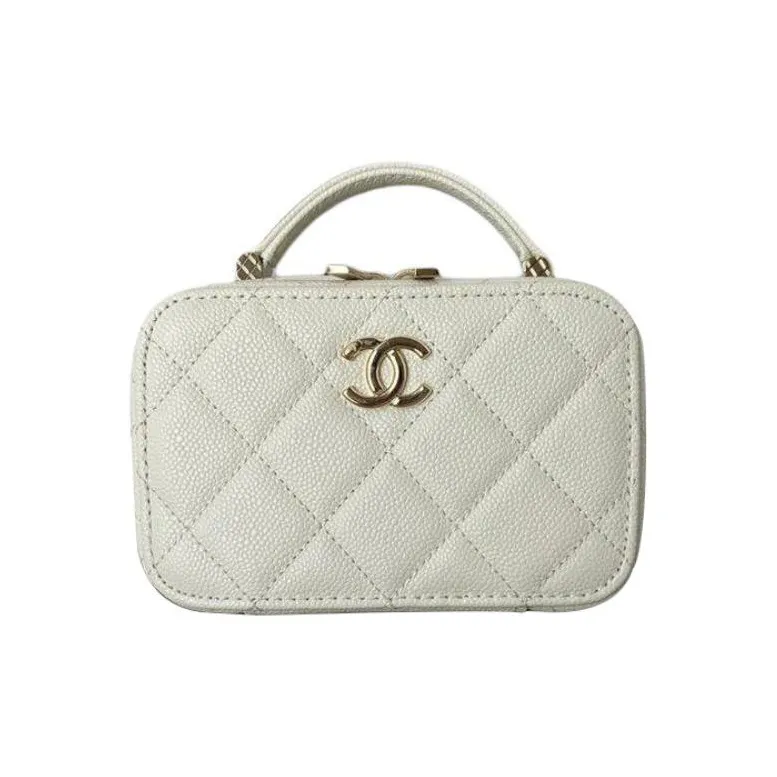 CHANEL Grained Calfskin Box Bag Camera Bag Shoulder Bag Crossbody Bag Mini Women's White-0