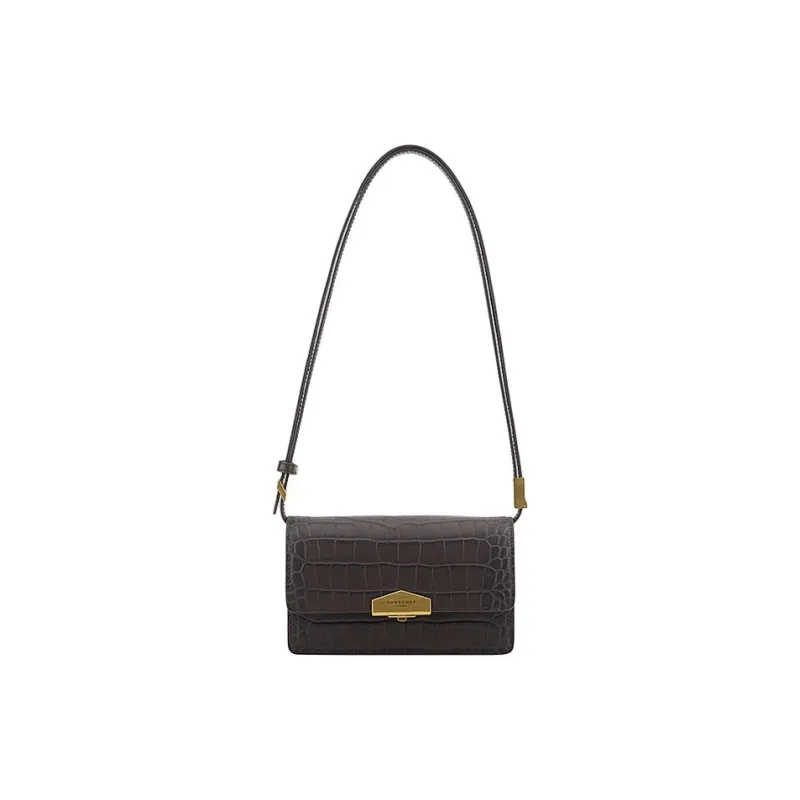 POURCHET Crocodile Pattern Cow Leather Shoulder Bag Regular Women's Multicolor-10