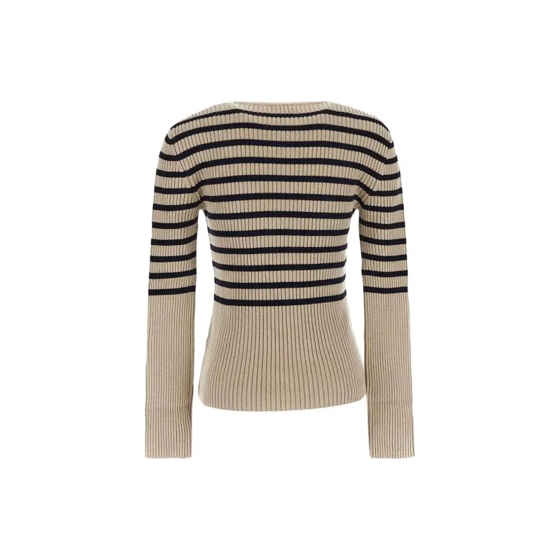 A.P.C V Neck Striped Knit Jumper-1