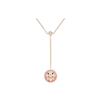 DIOR 18K Rose Gold Opal Diamond Necklaces Women's Pink