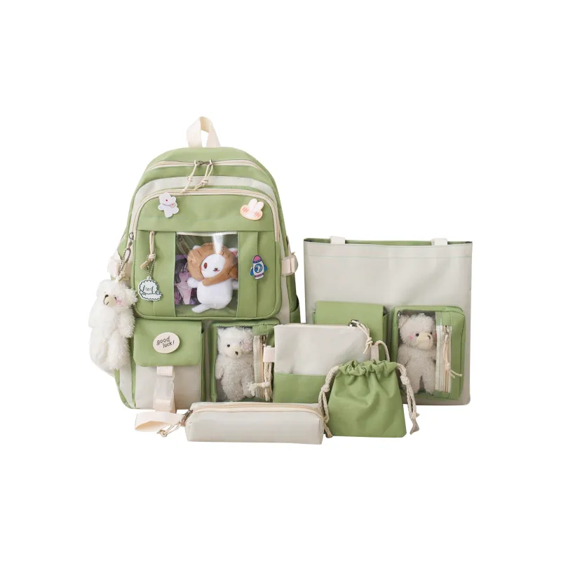 Deli Bear Canvas Backpack Regular Women's Blue/Purple/Pink/Green/Black-24