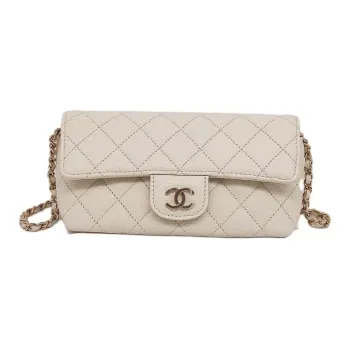 CHANEL Leather Eyeglass Pouch, Handbag, Shoulder Bag, Crossbody Bag Women's White
