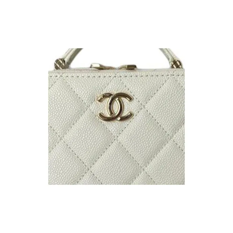CHANEL Grained Calfskin Box Bag Camera Bag Shoulder Bag Crossbody Bag Mini Women's White-2