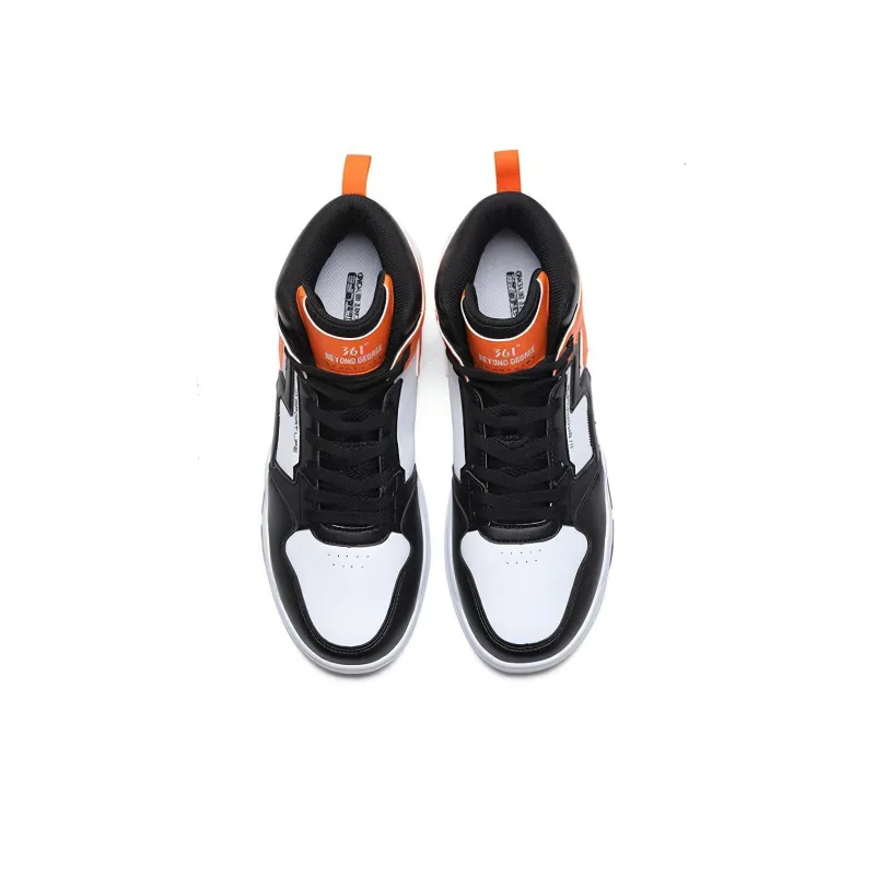 361° Xingran Slip Resistant Cushioning Abrasion Resistant High Top Skateboard Shoes Men's Black Orange-2