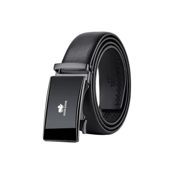 BISON DENIM Fashion Cow Leather Belt Box Casual Automatic Buckle Pants Belt Leather Belts Men's Width  3.5cm