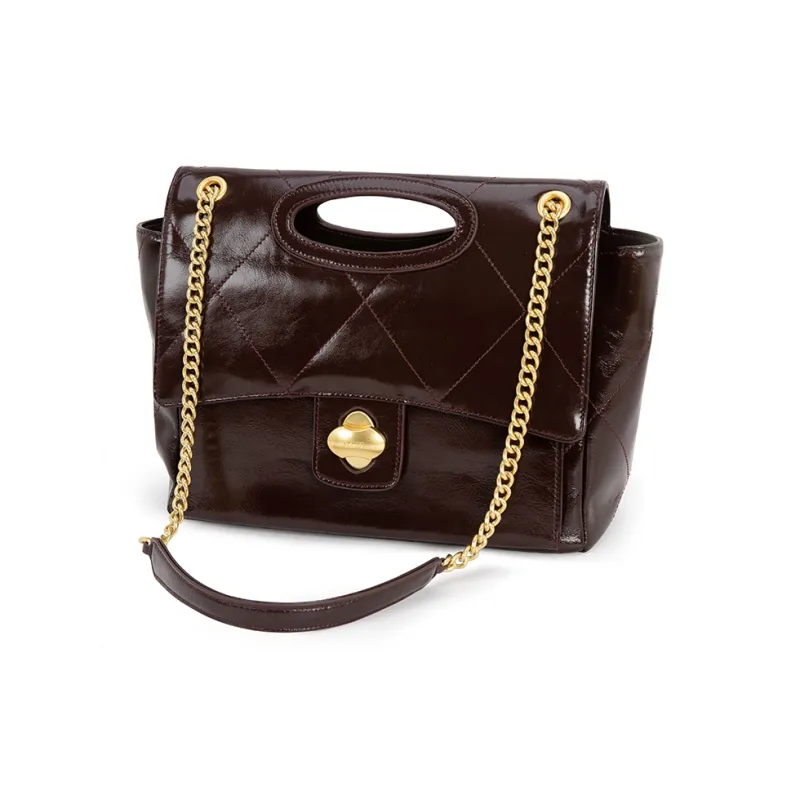 VENOF Cow Leather Niche Elegance One Shoulder Handbag Women's Menor Red/Tafish Black-0